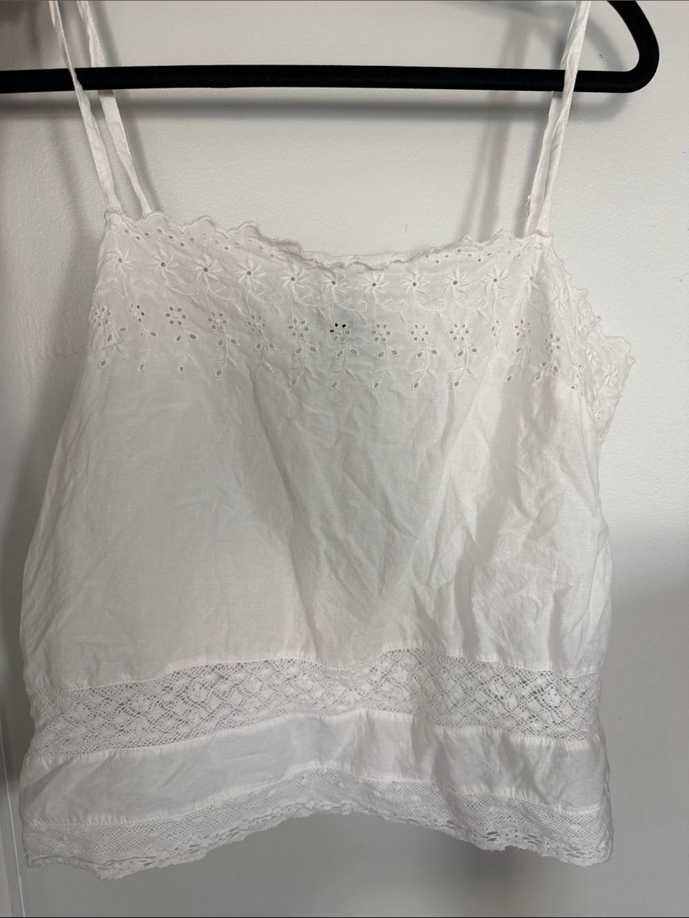 White Eyelet Lace Cami Top - Women